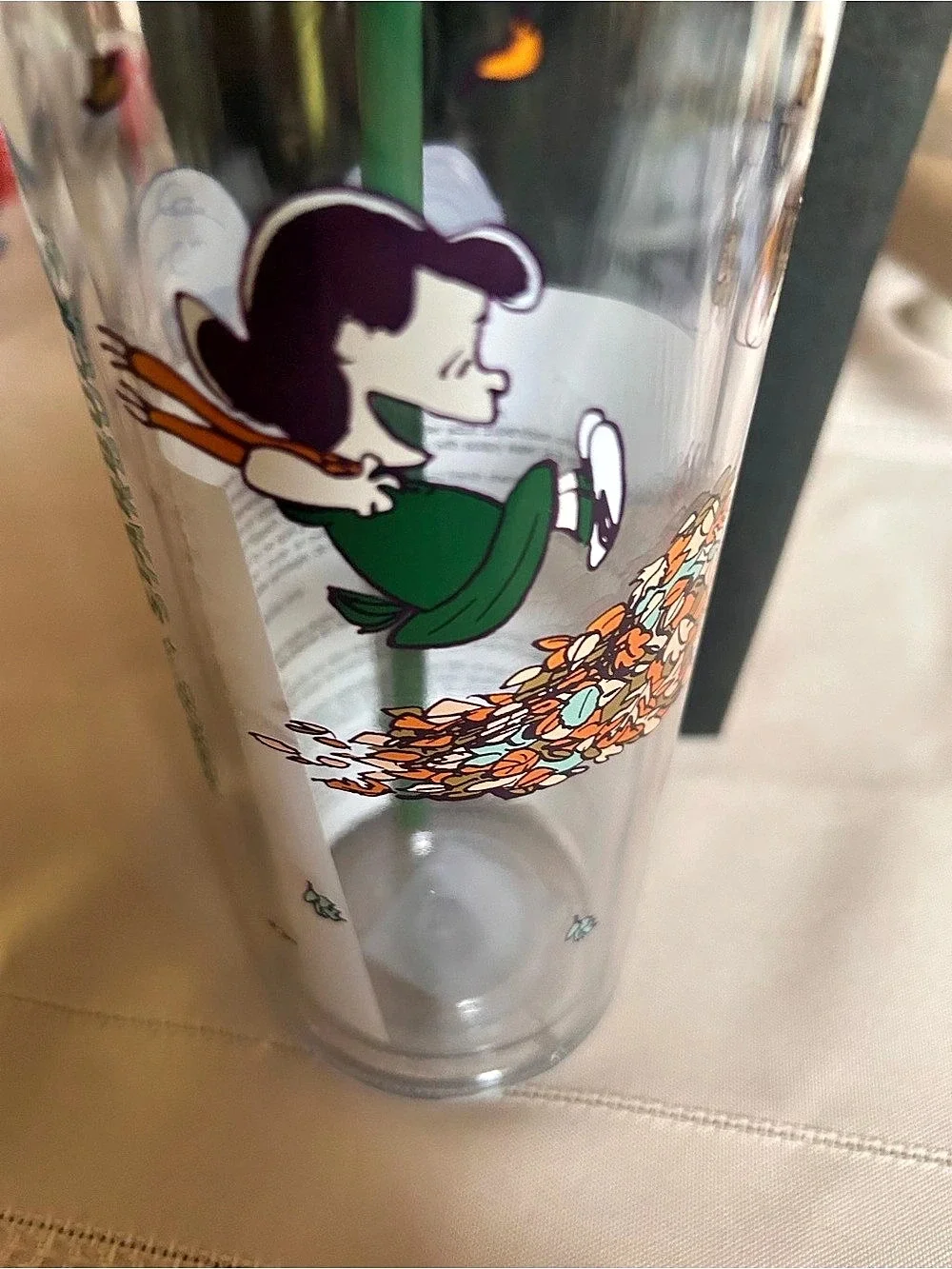 Starbucks Peanuts x Starbucks Tumbler 24 oz. Clear w/straw and topper Snoopy Gre